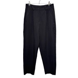 {Express} "Curvy Ankle High Rise" Black Pleated Tapered Straight Leg Dress Pants